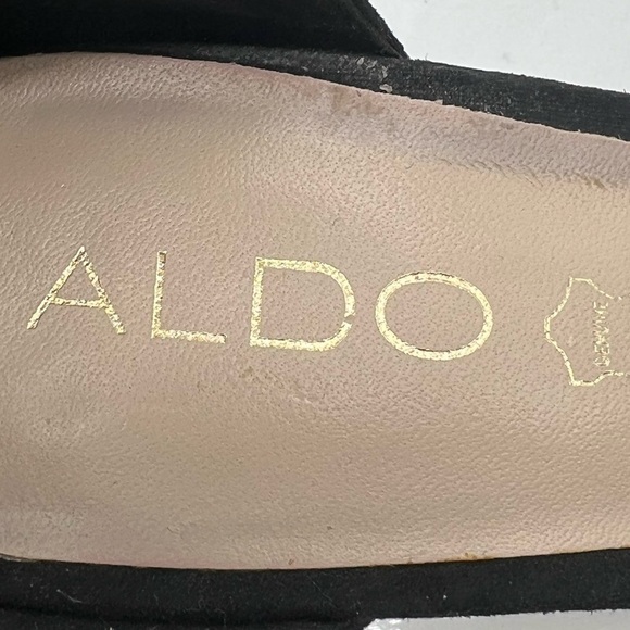 Aldo Black Suede Adjustable Ankle Strap Heeled Sandals Size 9 Women’s - Picture 2 of 10